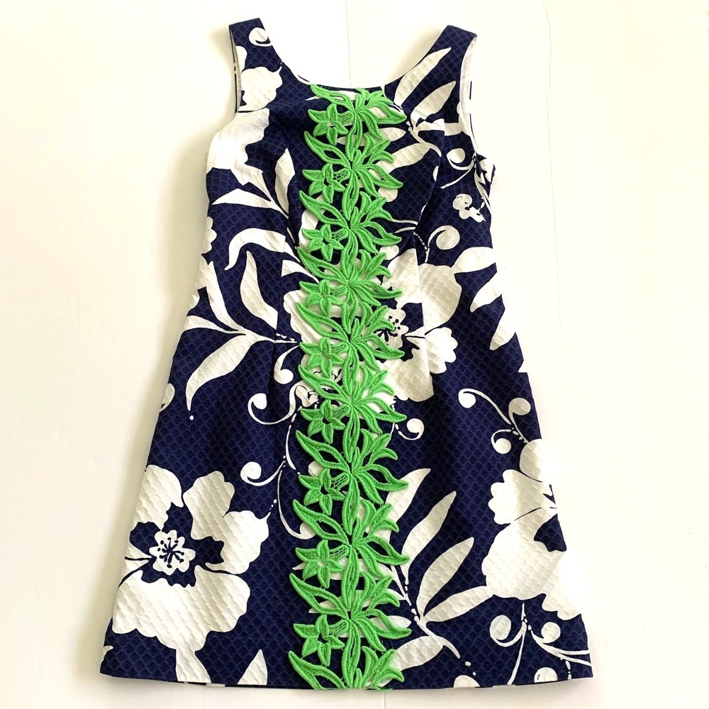 Lilly Pulitzer Delia Textured Cotton Shift Dress Johnny B 0 Floral Lace Monkeys